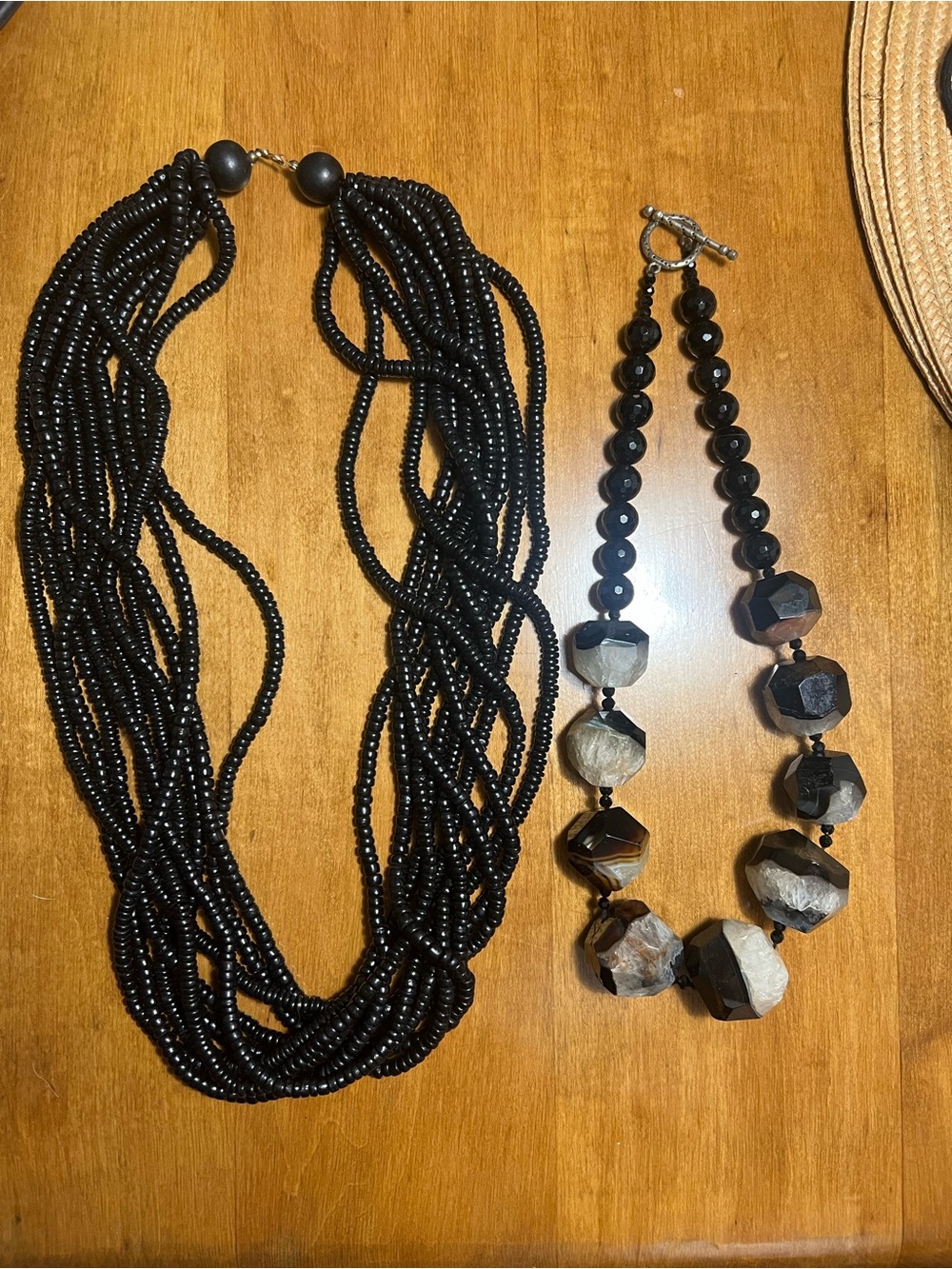 Black Multi-Strand Beaded Necklace Set